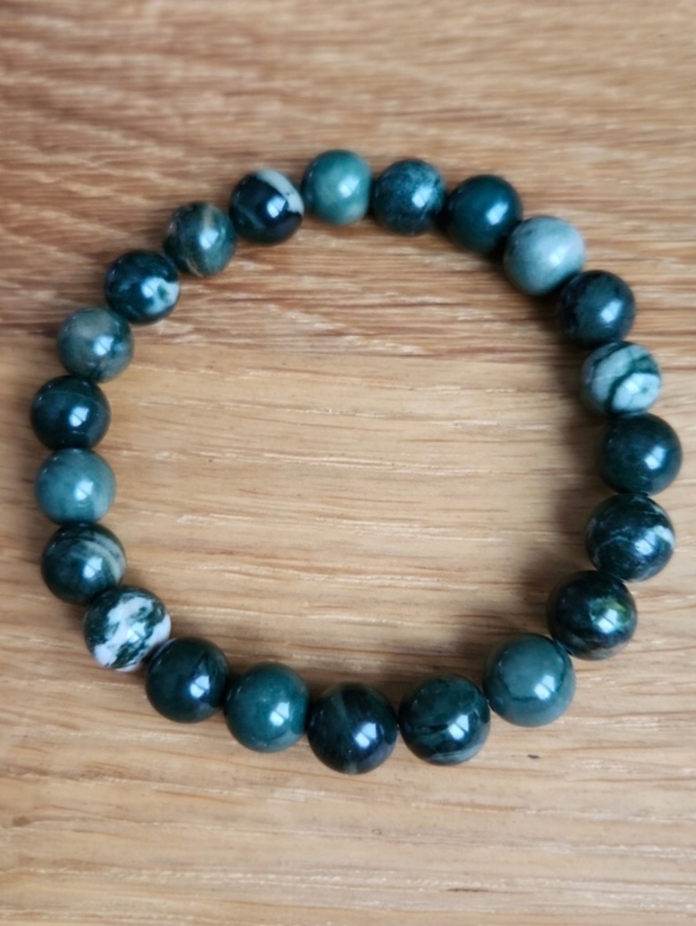 Green Rhodonite Beadef Stretch Bracelet - Handmade